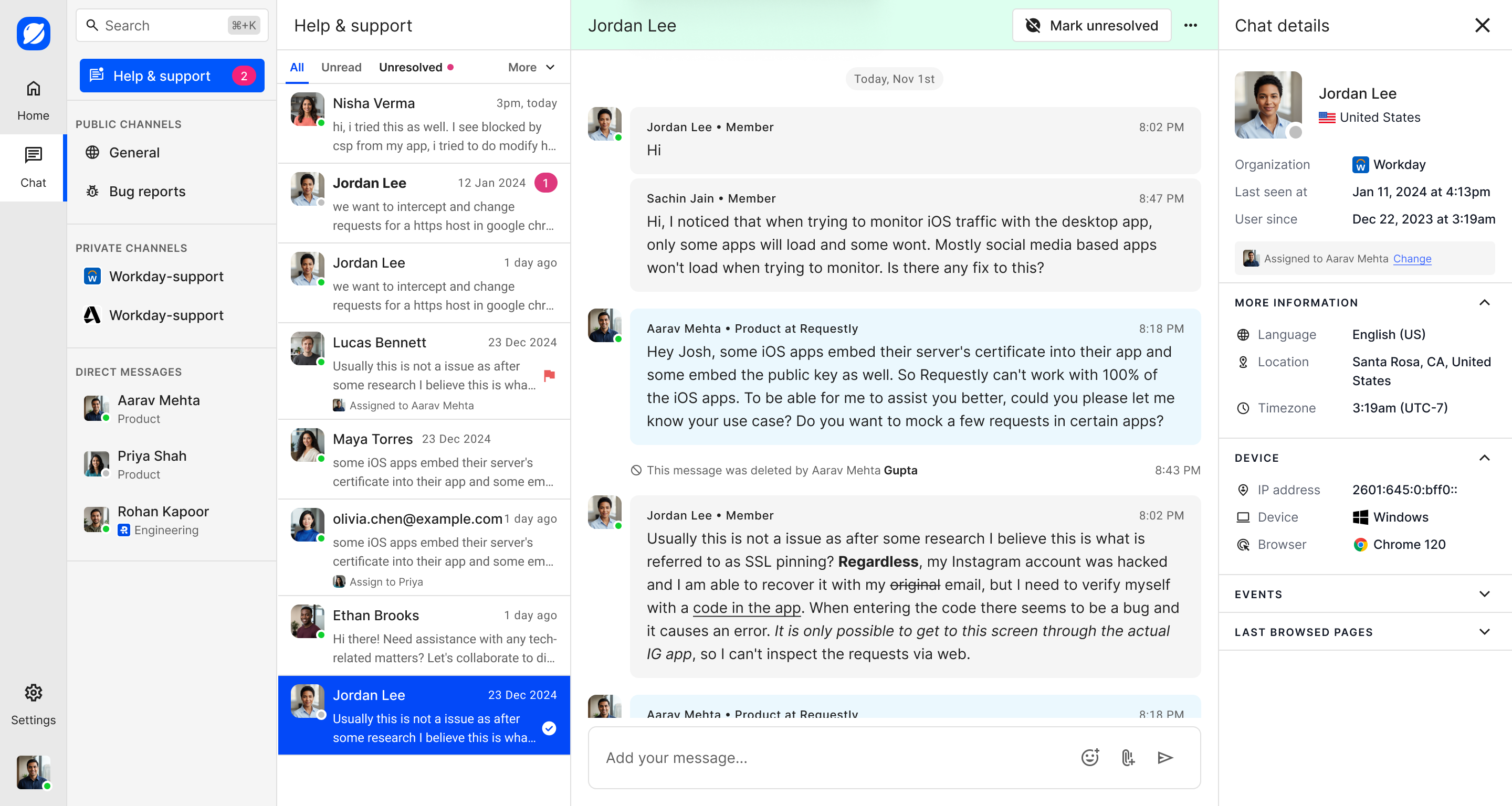Resolved support conversation with an option to mark it unresolved
